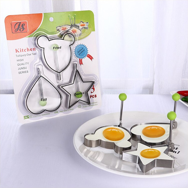 Creative 3 Pieces Stainless Steel Egg Omelette Mold Tools
